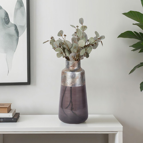 20730-03#17" 2-tone Glass Vase, Grey Multi