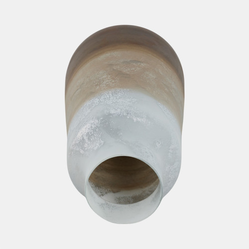 20730-06#17" Gold Ombre Glass Vase, White/gold