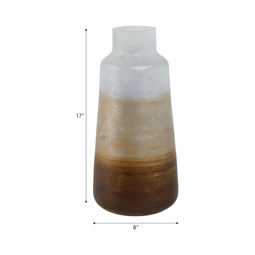 20730-06#17" Gold Ombre Glass Vase, White/gold