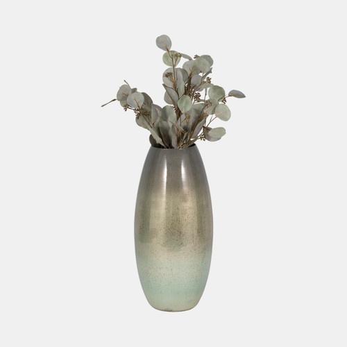 20733-04#17" Curved Glass Vase Green Mercury Ombre, Multi