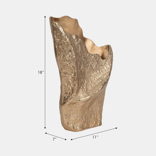 20738-02#18" Organic Edge Metal Vase, Champagne