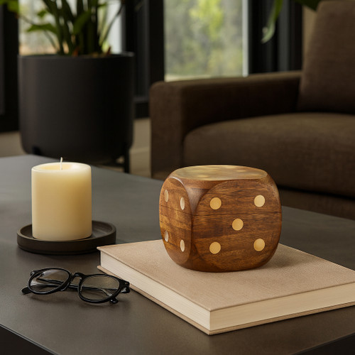 20747#4" Dice Box With Dice Inside, Brown