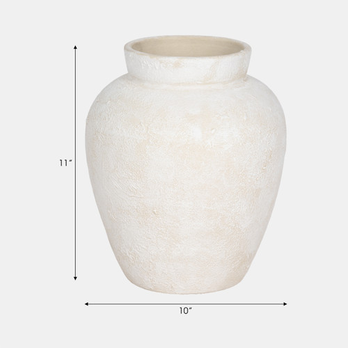 20749#11" Textured Terracotta Vase, Ivory