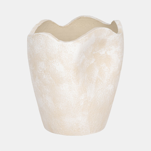20753-01#10" Abstract Textured Terracotta Vase, Ivory