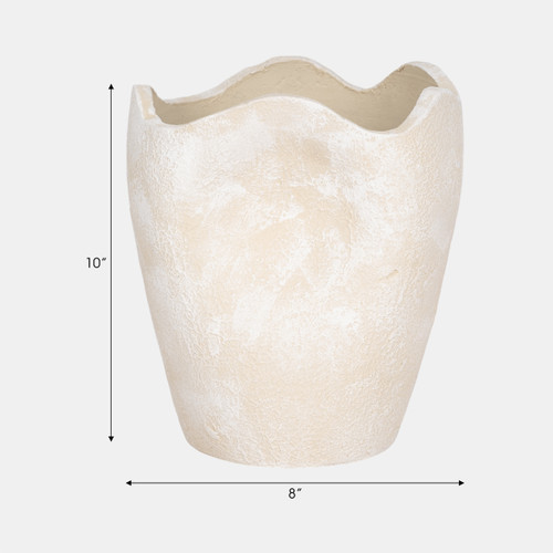 20753-01#10" Abstract Textured Terracotta Vase, Ivory