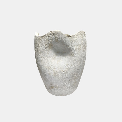 20753-02#12" Abstract Textured Terracotta Vase, Ivory