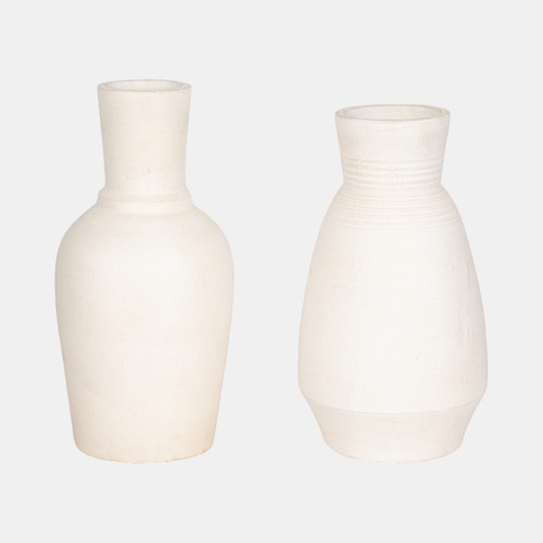 20754-01#Terracotta, 15" Vase With Ring At Neck, Ivory