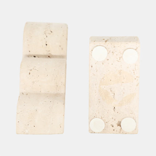 20756#S/2 5" Travertine Cloud Bookends, Tan