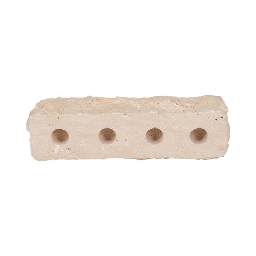 20759#10" Live Edge Travertine 4-taper Candle Holder, Ta