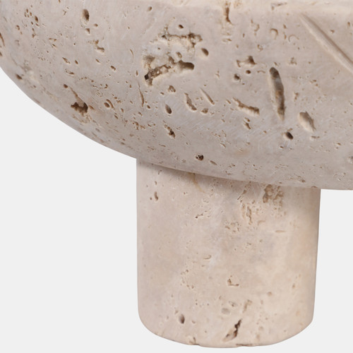 20760#10" Travertine Footed Bowl, Tan