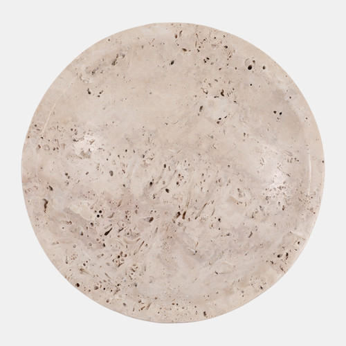 20760#10" Travertine Footed Bowl, Tan