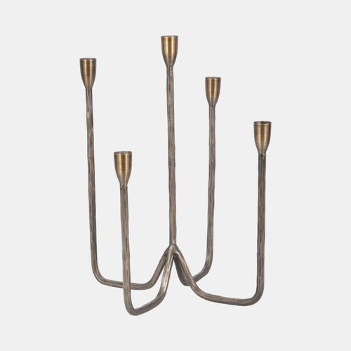 20772-02#16" Forged 5-taper Candle Holder, Bronze