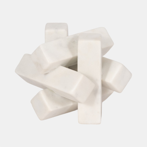 20780#4" Marble Geometric Orb, White