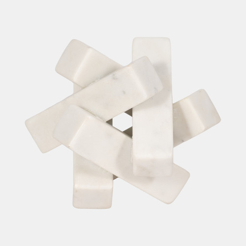 20780#4" Marble Geometric Orb, White