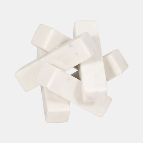 20780#4" Marble Geometric Orb, White