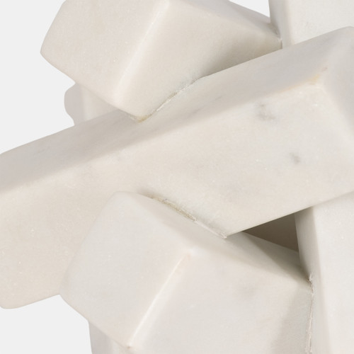 20780#4" Marble Geometric Orb, White