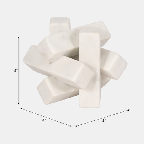 20780#4" Marble Geometric Orb, White