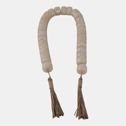 20796-01#38" Cylinder 1" Resin Beaded Garland, Ivory