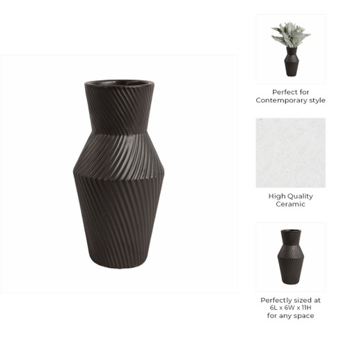 20763-02#11" Modern Totem Vase, Black