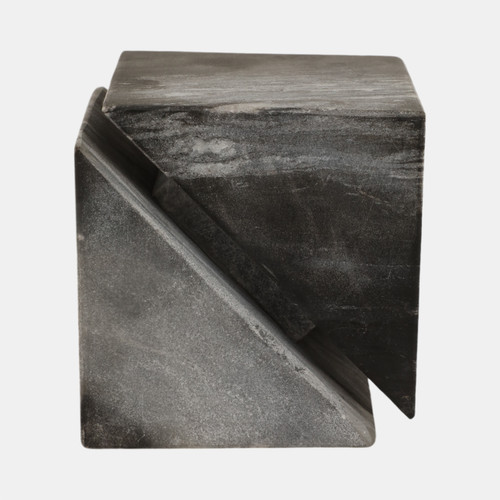 20822-01#4" Cut Marble Cube, Grey