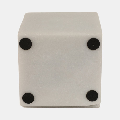 20822-02#4" Cut Marble Cube, White