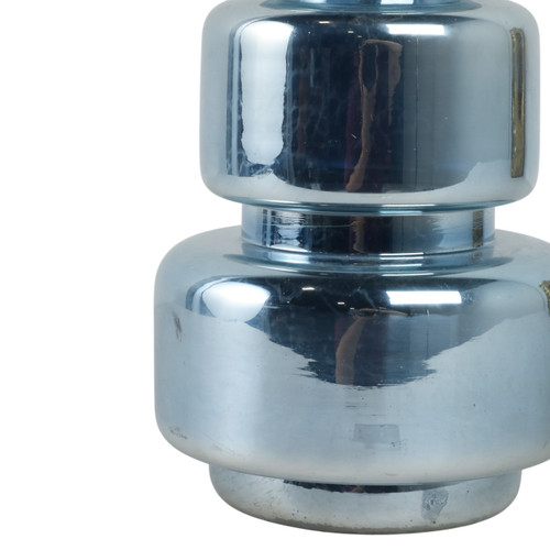 20868-01#10" Stacked Cylinder Glass Vase, Blue Silver