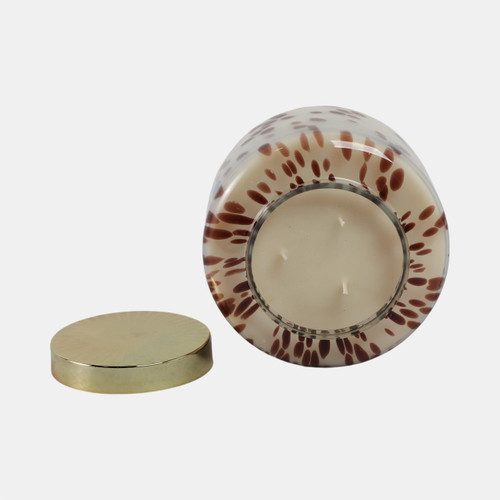 80378-01#7" 71 Oz Cinnamon Speckle Lidded Candle, Brown/gol