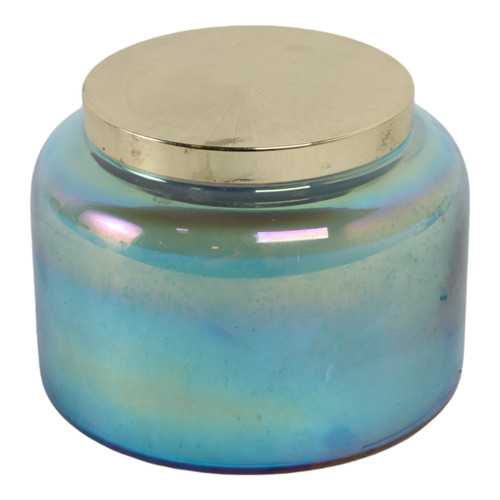 80380-02#5" 23 Oz Jasmine Luster Lidded Candle, Blue/gol