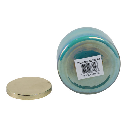 80380-02#5" 23 Oz Jasmine Luster Lidded Candle, Blue/gol