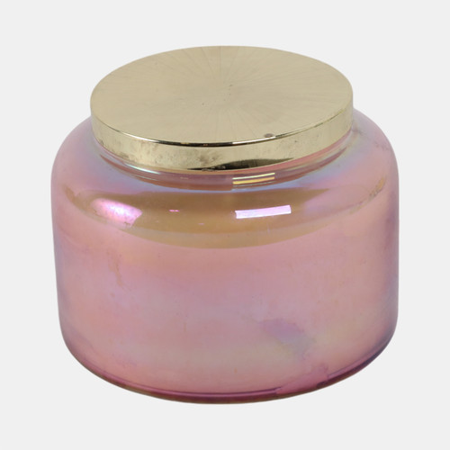 80380-03#5" 23 Oz Jasmine Luster Lidded Candle, Pink/gold