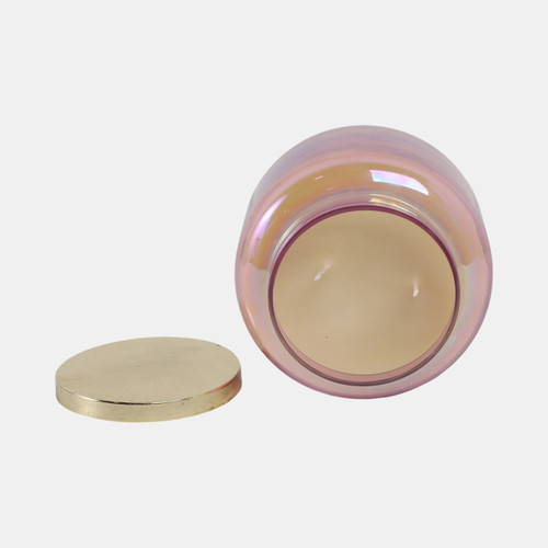 80380-03#5" 23 Oz Jasmine Luster Lidded Candle, Pink/gold