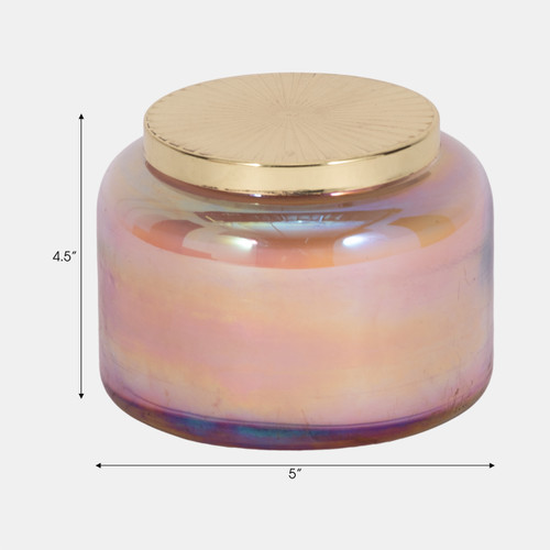 80380-03#5" 23 Oz Jasmine Luster Lidded Candle, Pink/gold
