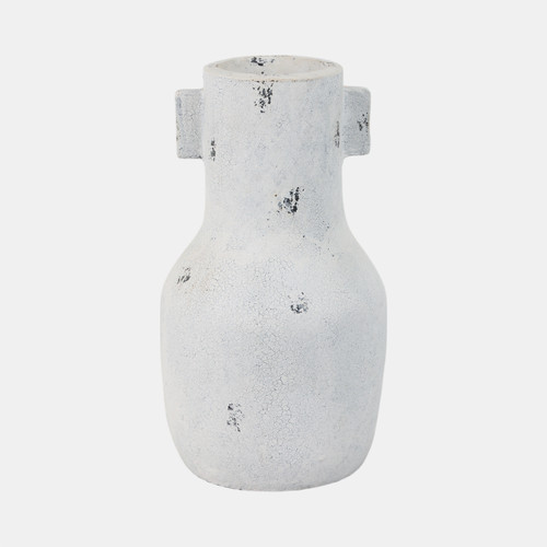 20848-02#14" Black Patch Modern Terracotta Vase, Ivory/blk