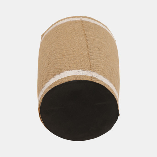 20855-02#16" Burlap On Terracotta Vase, Ivory/natural