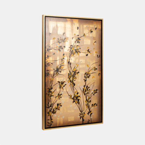 70396#S/2 71x59 Hand Painted Wildflowers, Gold