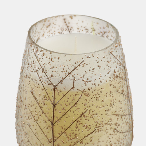 80384-15#5" 26 Oz Cinnamon Textured Leaf Candle, Br