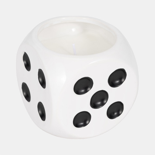80387-01#4" 9 Oz Tobacco Dice Candle, White/black