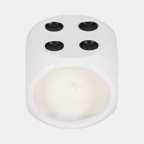 80387-01#4" 9 Oz Tobacco Dice Candle, White/black