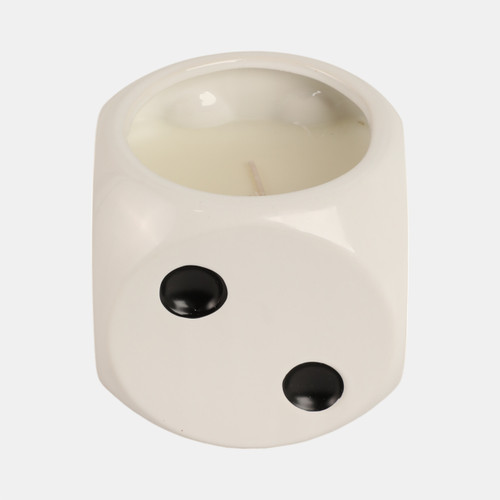 80387-02#5" 13 Oz Tobacco Dice Candle, White/black