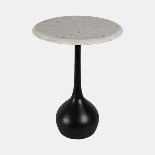 21233-02#20" Travertine Accent Table Ball Base, Wht/blk