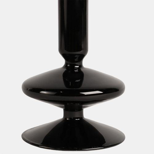 20118-25#5" Vintage Glass Taper Candle Holder, Black