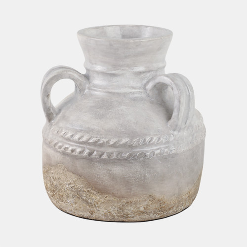 19008-07#Terracotta, 12" Triple Handle Jug, Reactive Glaze