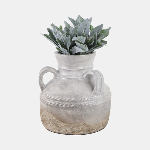 19008-07#Terracotta, 12" Triple Handle Jug, Reactive Glaze