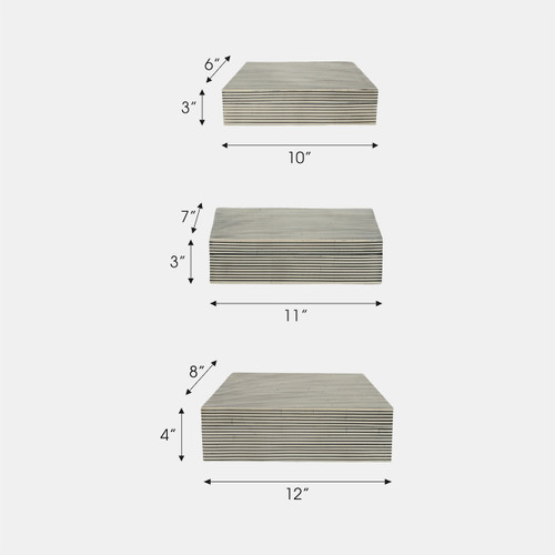 21268#Resin S/3 10/11/12" Ridged Boxes, White