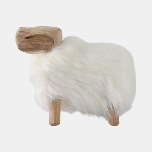 21308#12" Faux Fur Sheep, White/natural