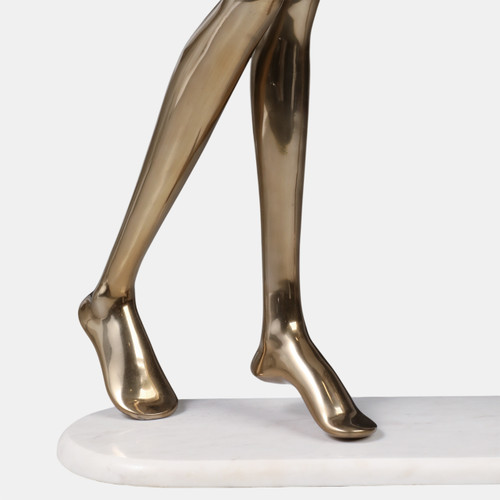 21297#55" Console Table Polished Deep Metal W/marble Wht