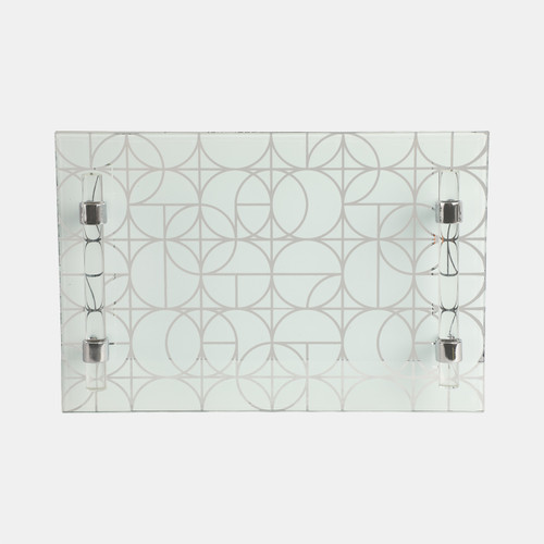 20046-04#S/2 12/16" Sparkly Geo Glass Trays, Silver