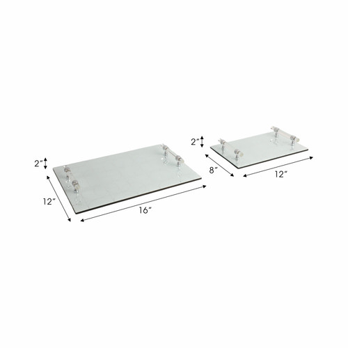 20046-04#S/2 12/16" Sparkly Geo Glass Trays, Silver