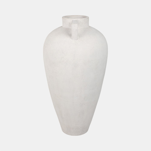 21368#40" Terracotta Floor Vase Pointy Handles, Ivory