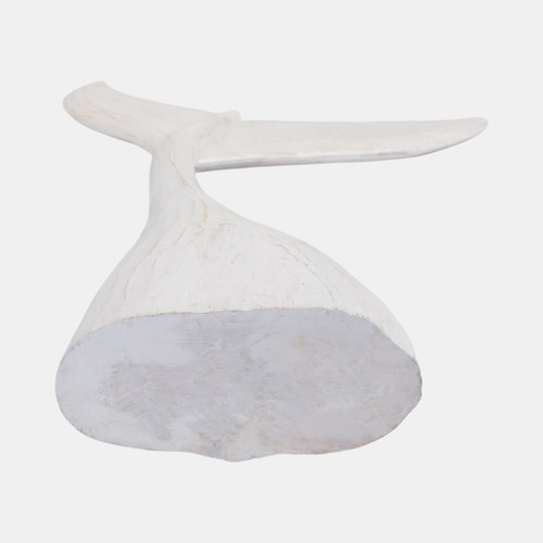 21372-01#32" Wood Whale Tail Decor, Wht
